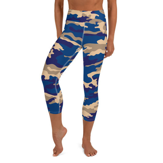 Blue Camo Yoga Capri Leggings