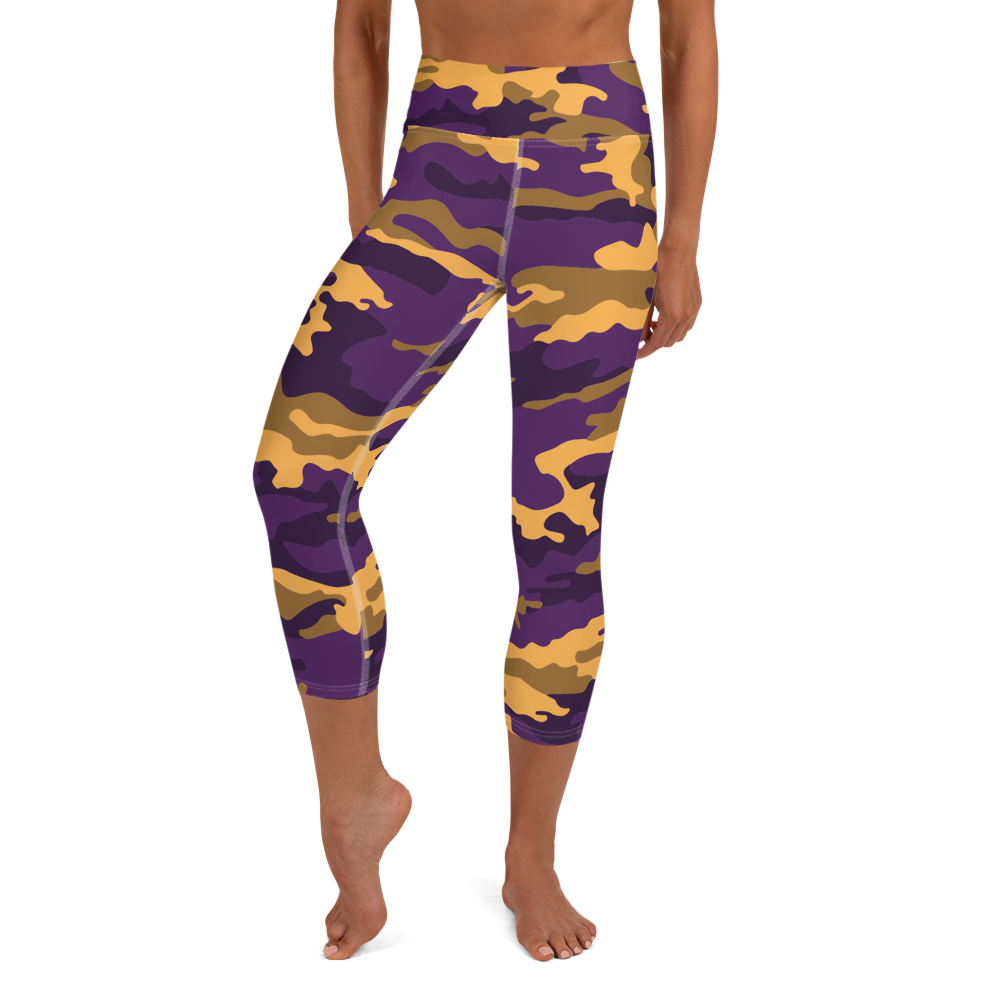 Purple Camo Yoga Capri Leggings