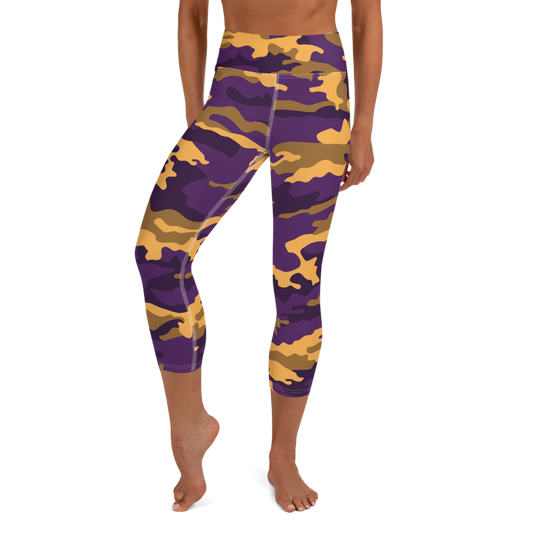 Purple Camo Yoga Capri Leggings