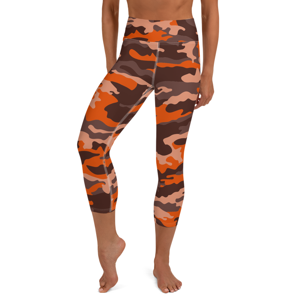 Orange Camo Yoga Capri Leggings