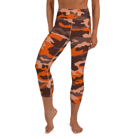 Orange Camo Yoga Capri Leggings