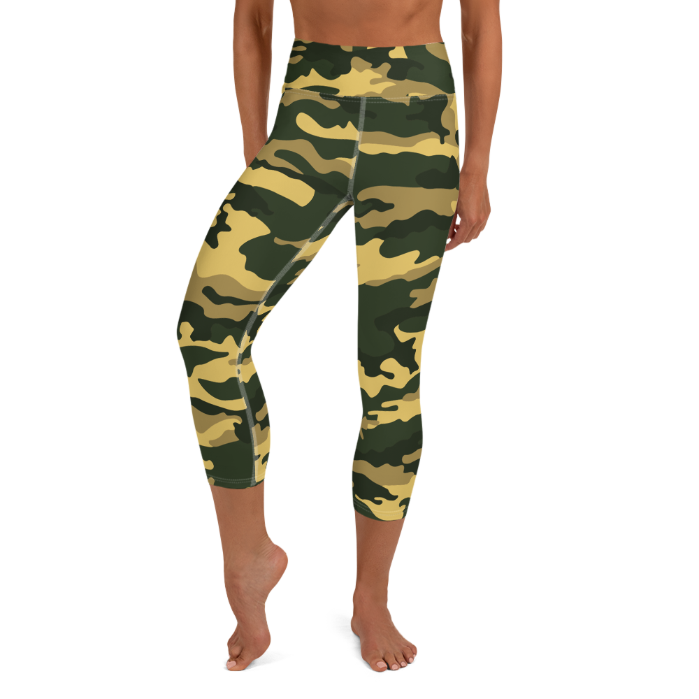 Green Camo Yoga Capri Leggings