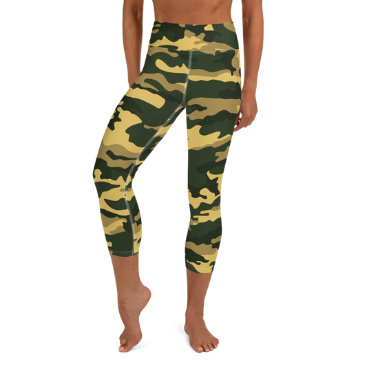 Green Camo Yoga Capri Leggings