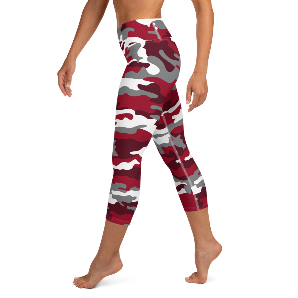 Red Camo Yoga Capri Leggings