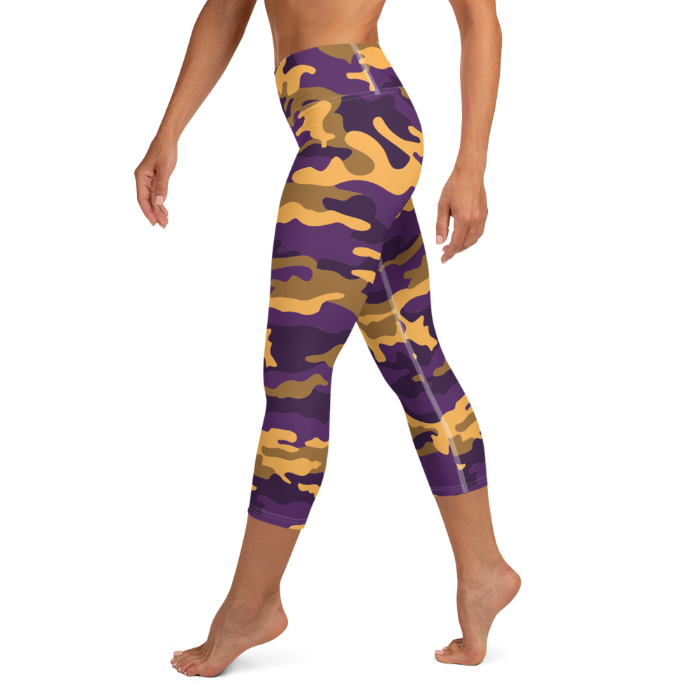 Purple Camo Yoga Capri Leggings