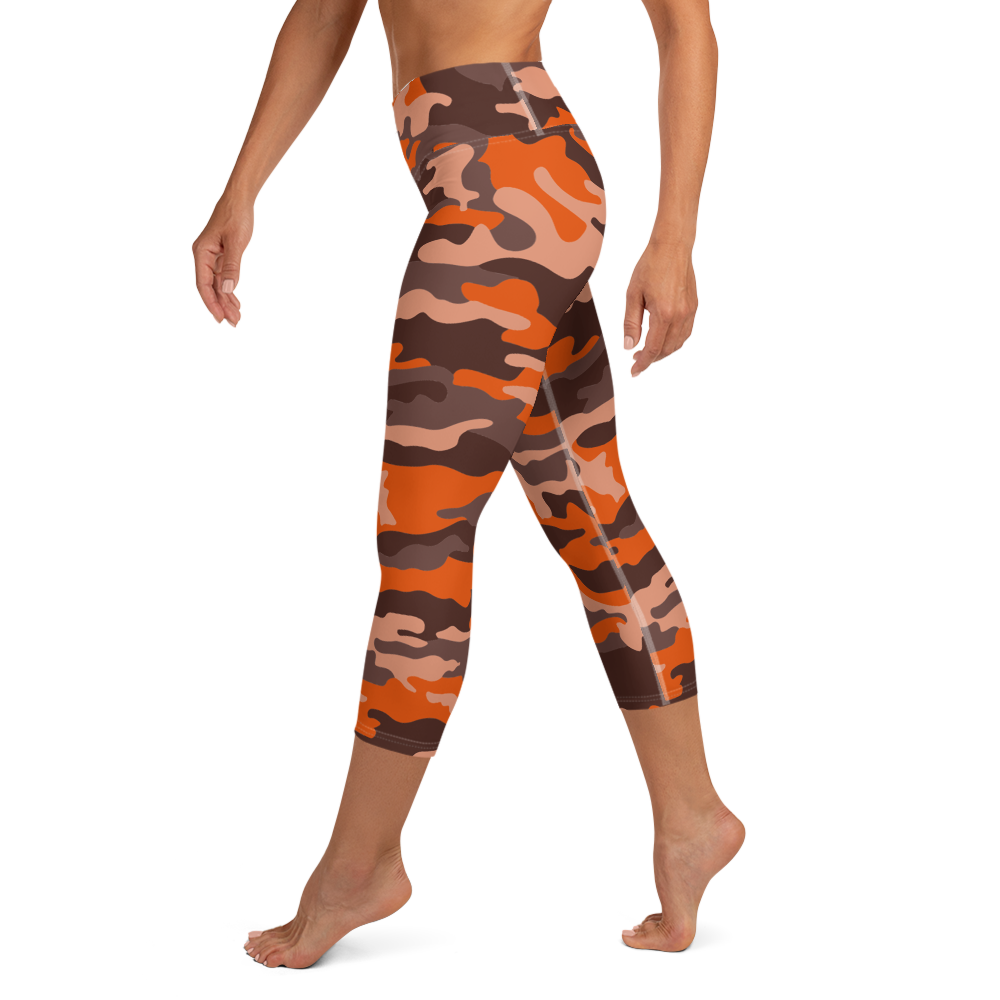 Orange Camo Yoga Capri Leggings