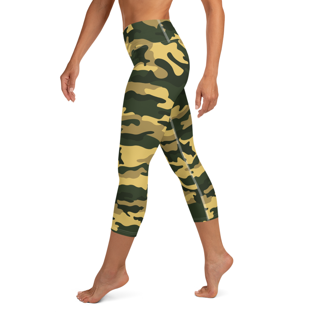 Green Camo Yoga Capri Leggings