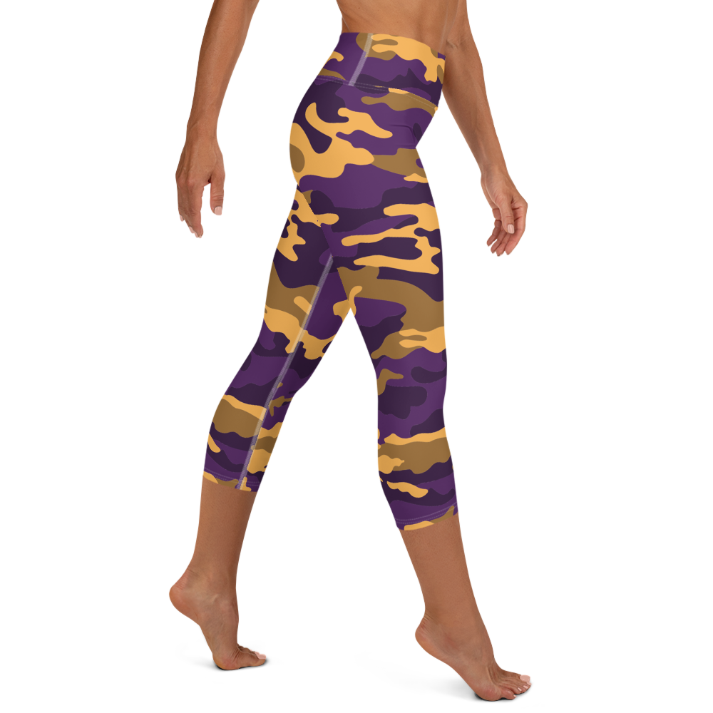 Purple Camo Yoga Capri Leggings