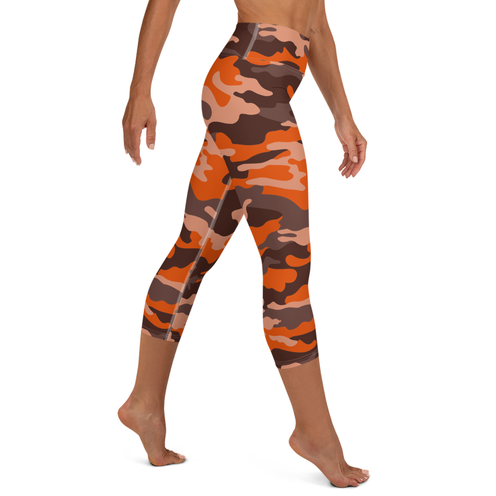 Orange Camo Yoga Capri Leggings