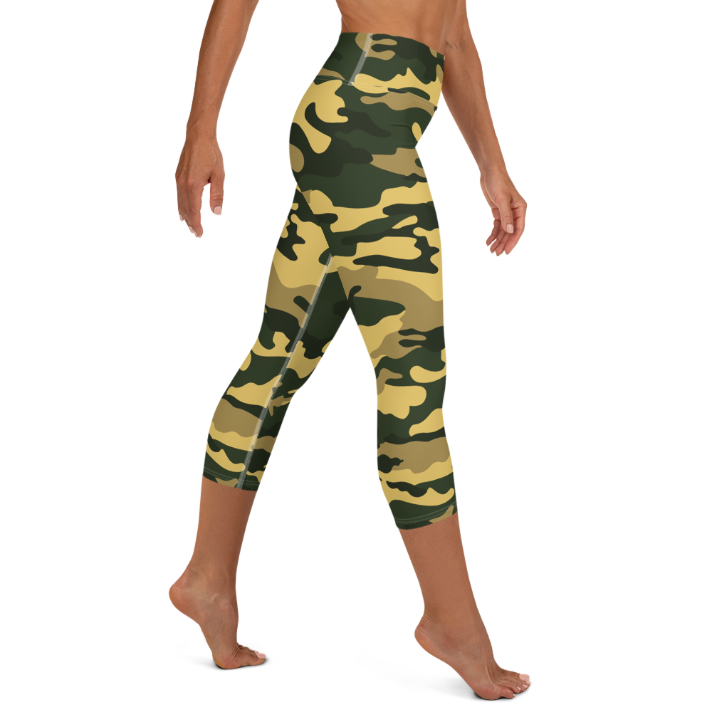 Green Camo Yoga Capri Leggings