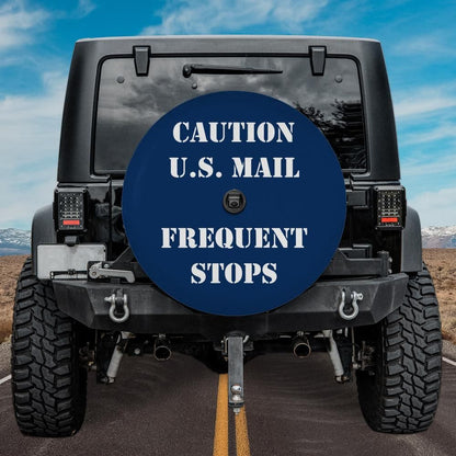 Red White & Blue US Mail Spare Tire Cover With Backup Camera Hole