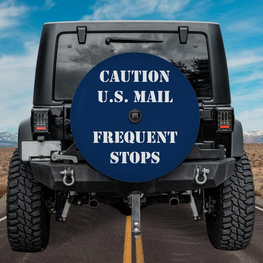 Red White & Blue US Mail Spare Tire Cover With Backup Camera Hole