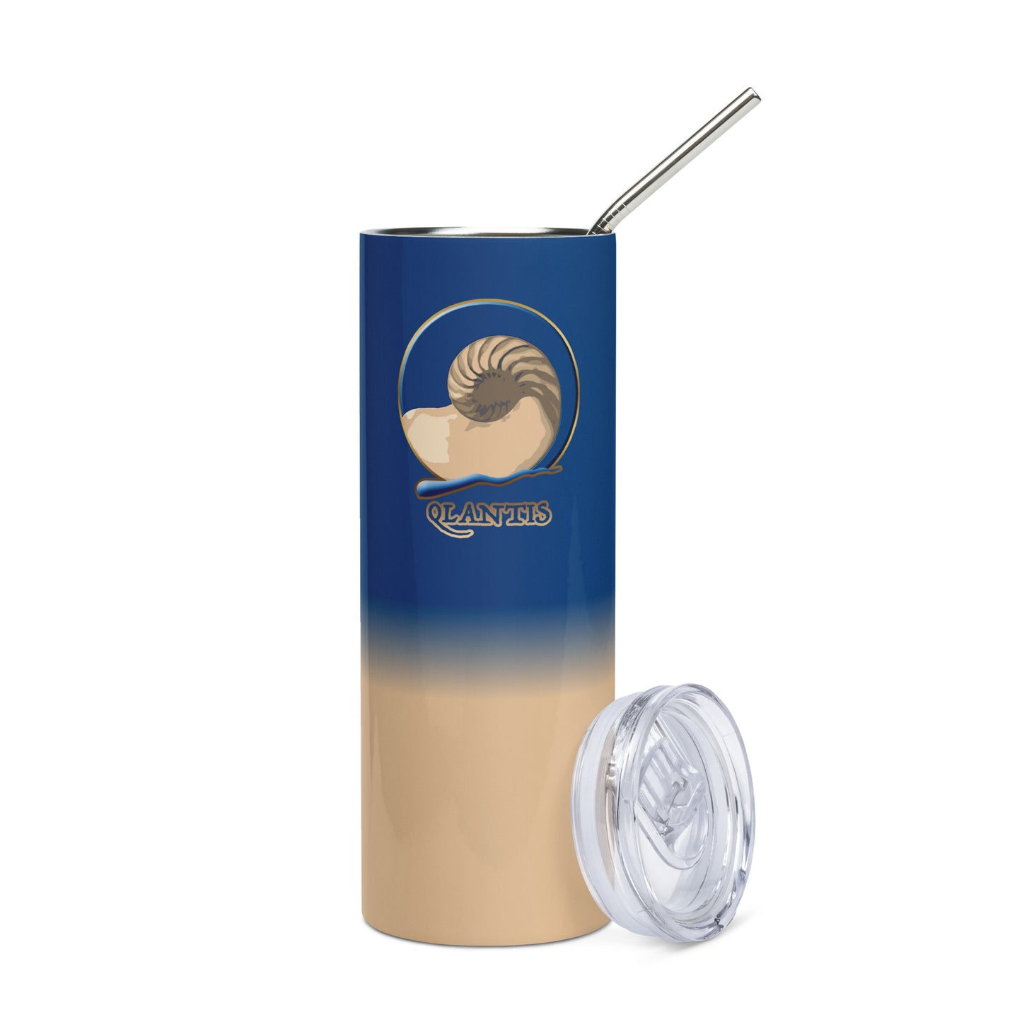 Qlantis Skinny Tumbler with Metal Straw