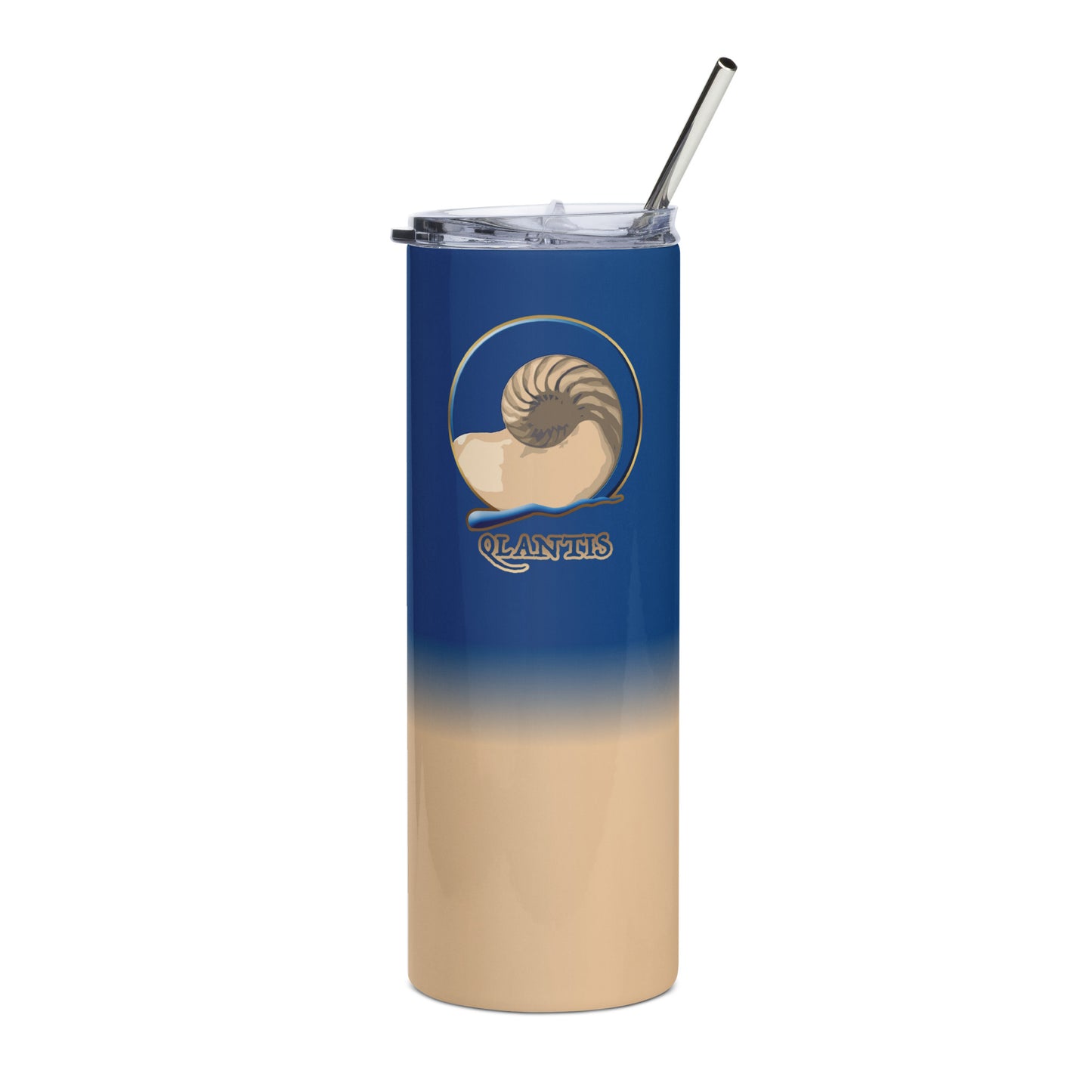 Qlantis Skinny Tumbler with Metal Straw