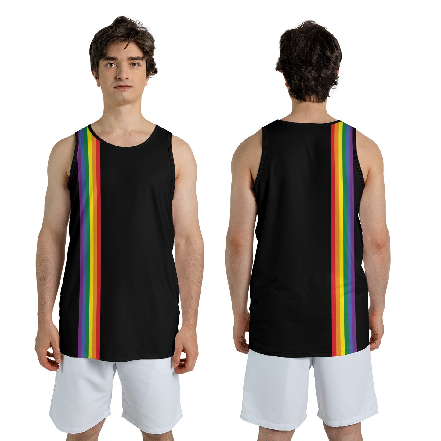Men's Pride Stripes Black Tank