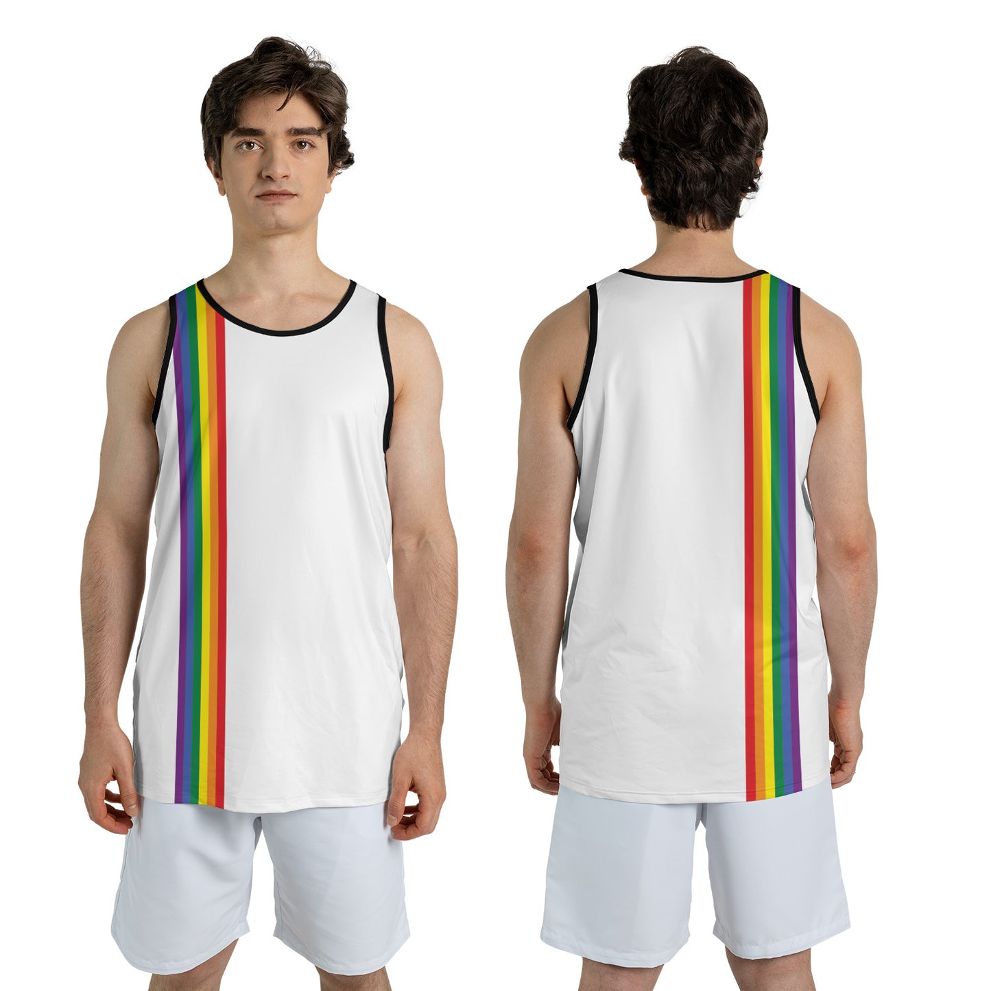 Men's Pride Stripes White Tank