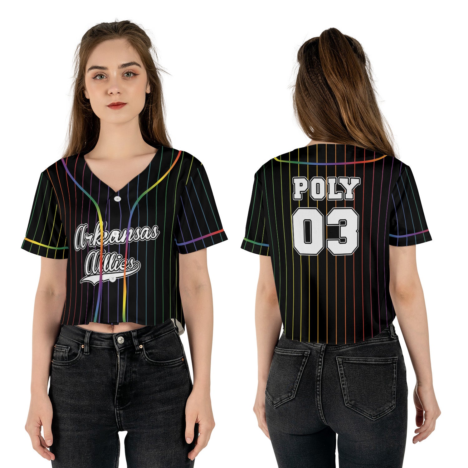 Arkansas Poly Ally 03 Crop top Baseball Jersey Snowed In Designs