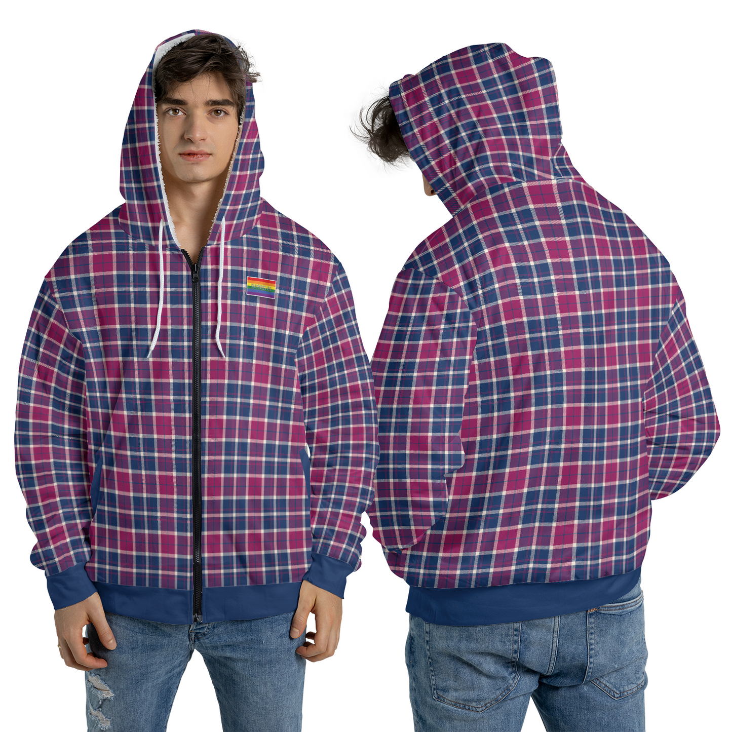Bisexual Pride Plaid Fleece Hoodie
