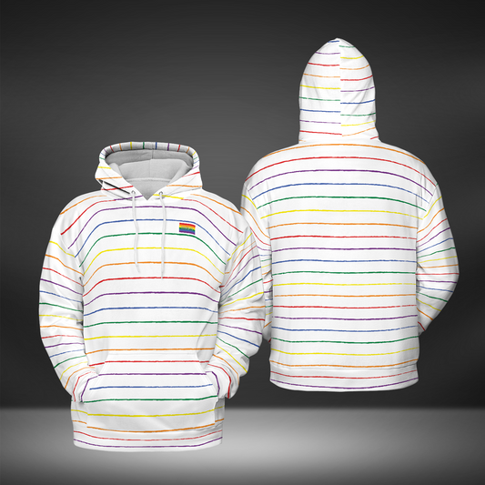 Pride Graphite Striped White Hoodie
