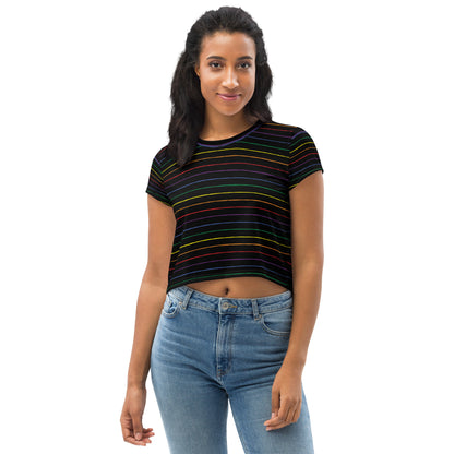 Classic Pride spaced graphite stripes black crop tee
