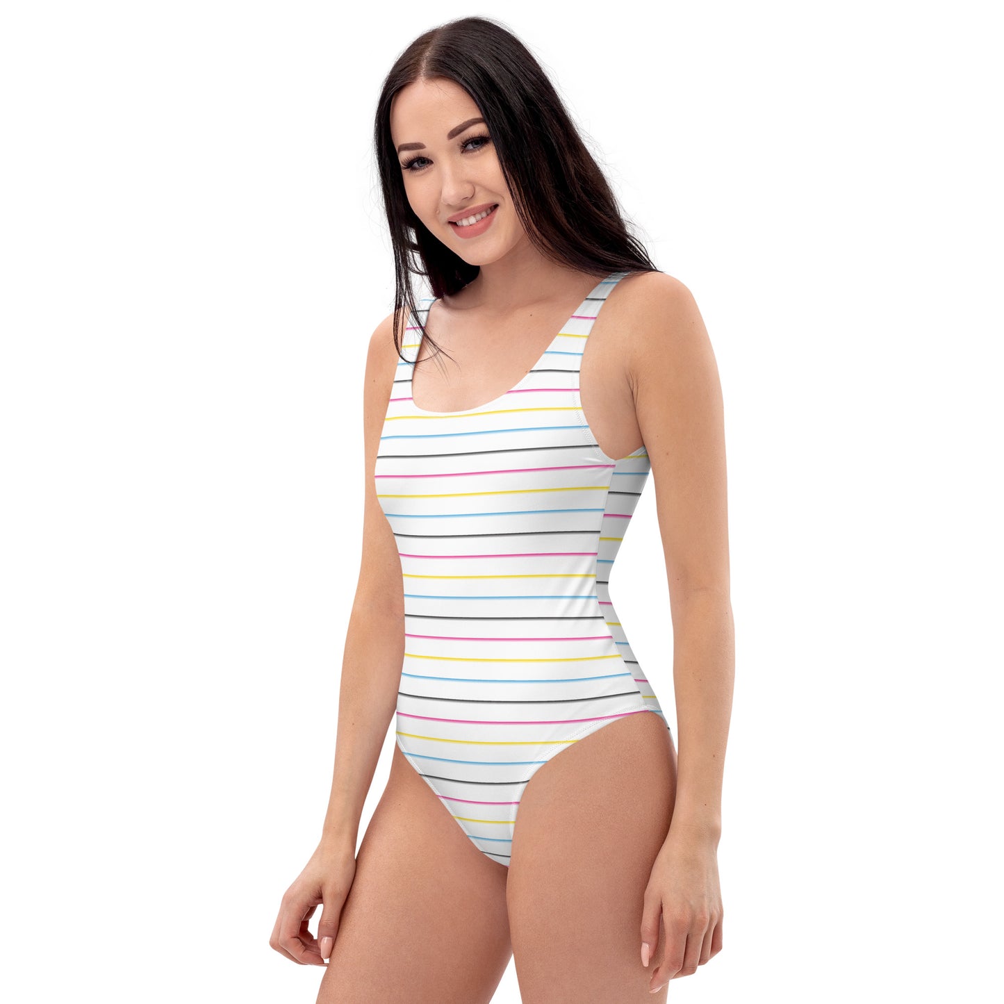 Pansexual Pride Striped White One-Piece Swimsuit