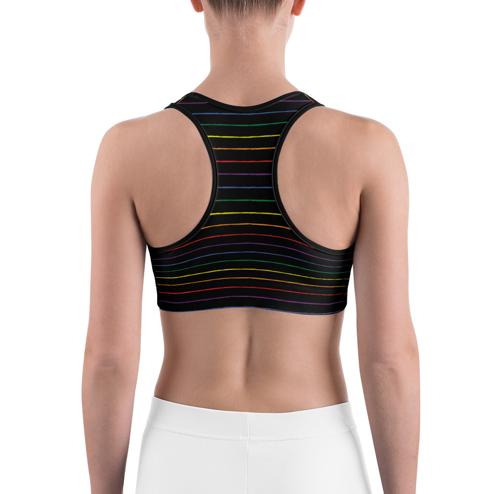 Classic Pride spaced graphite stripes Sports bra