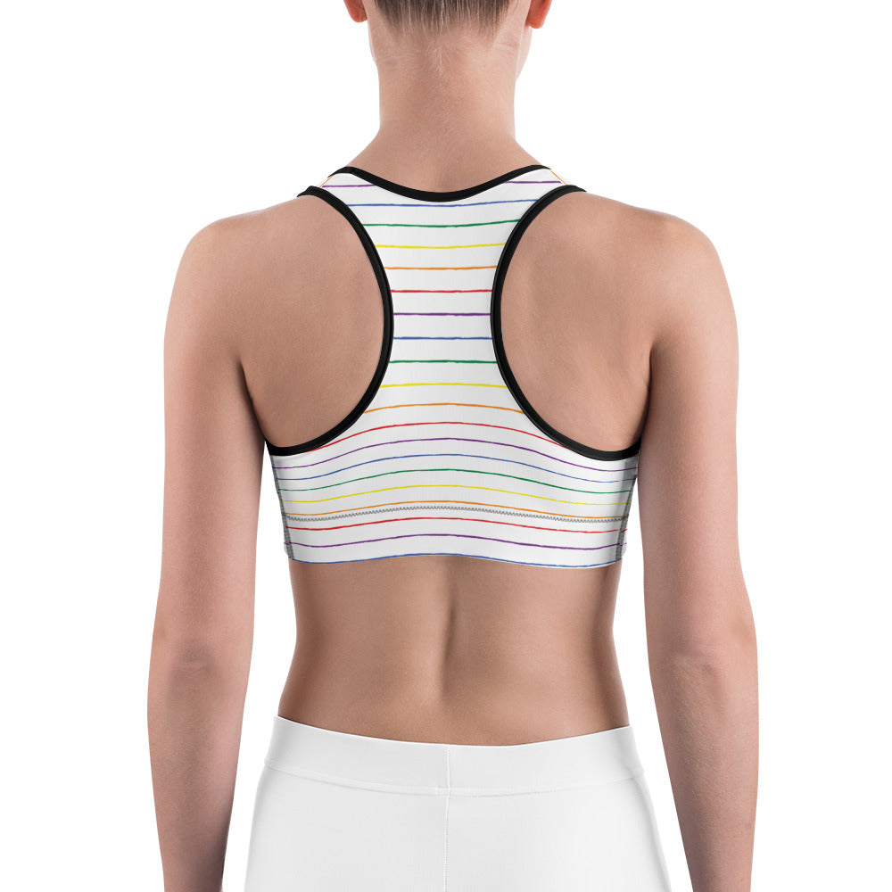 Classic Pride spaced graphite stripes Sports bra