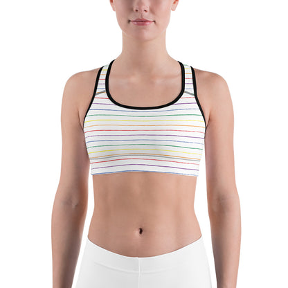 Classic Pride spaced graphite stripes Sports bra