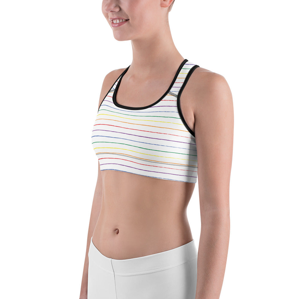 Classic Pride spaced graphite stripes Sports bra
