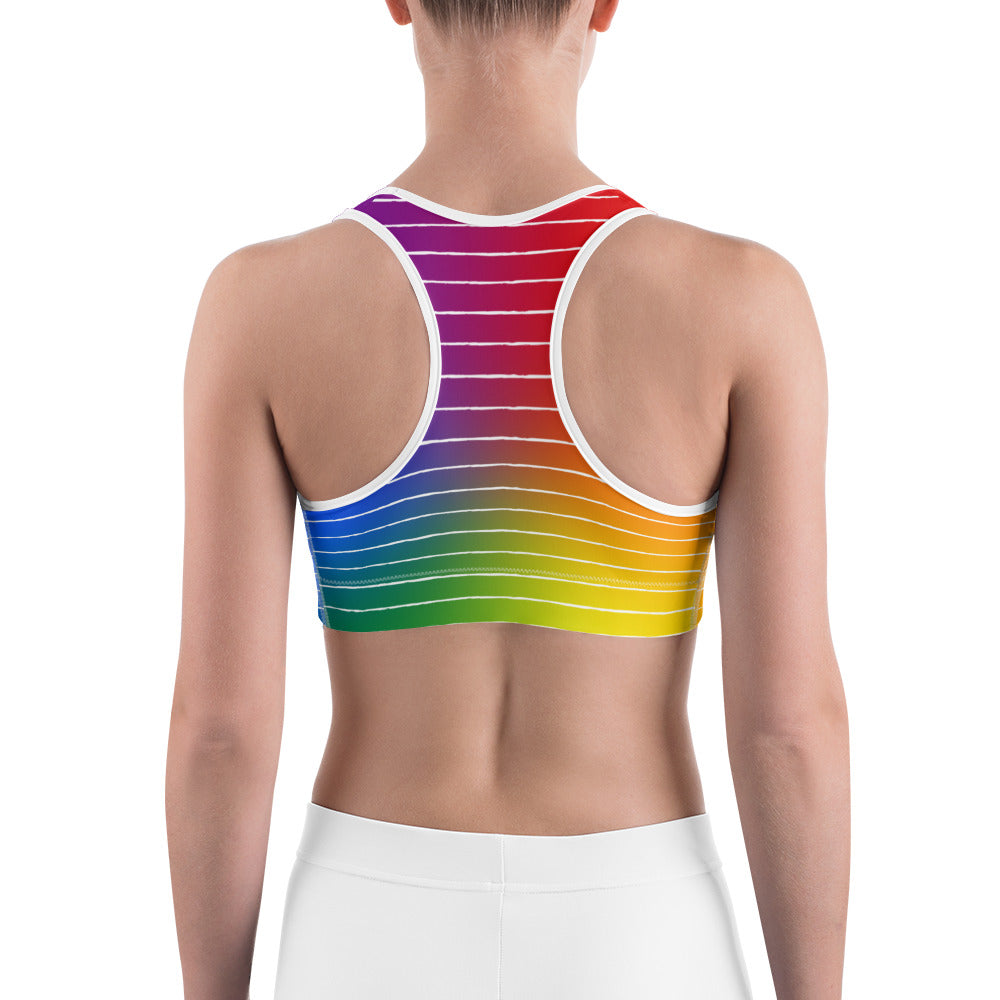 Classic Pride spaced white graphite stripes Sports bra