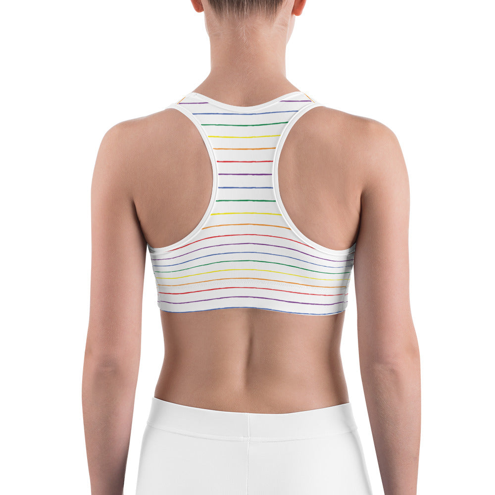 Classic Pride spaced graphite stripes Sports bra