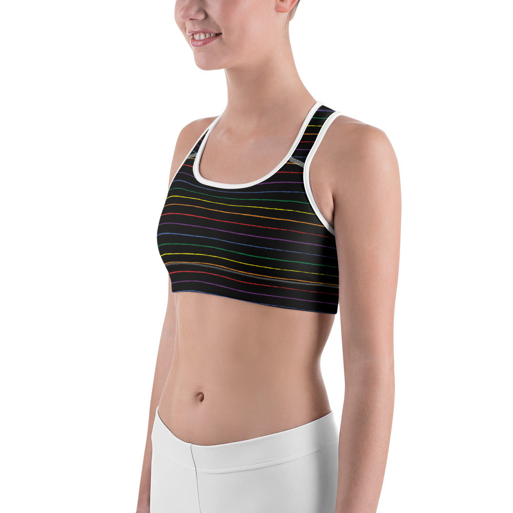 Classic Pride spaced graphite stripes Sports bra