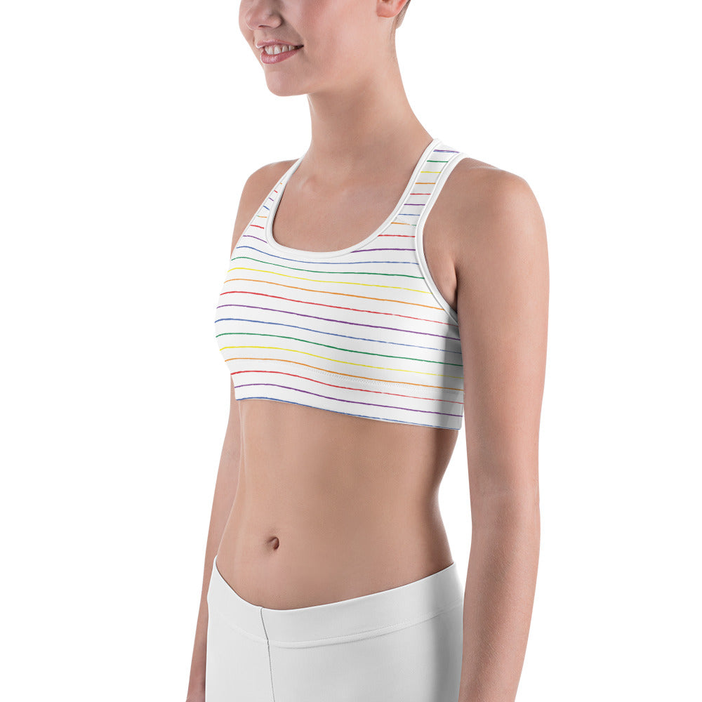 Classic Pride spaced graphite stripes Sports bra