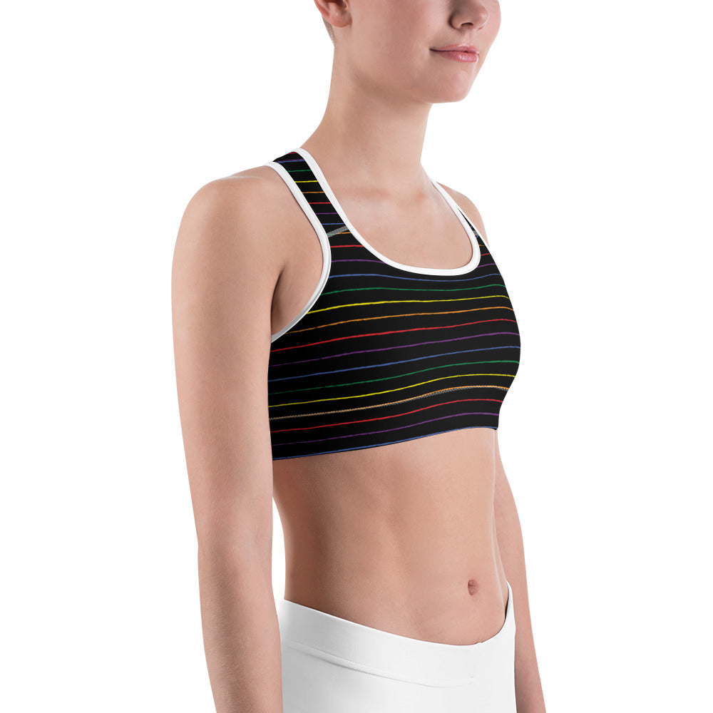 Classic Pride spaced graphite stripes Sports bra