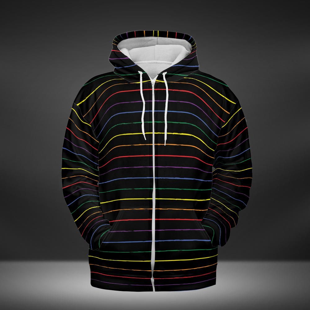 Pride Graphite Striped Black Zip Hoodie