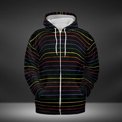 Pride Graphite Striped Black Zip Hoodie