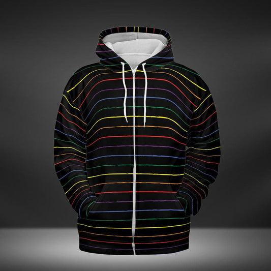 Pride Graphite Striped Black Zip Hoodie