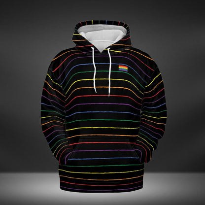 Pride Graphite Striped Black Hoodie